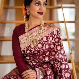 Aldwych Ethnic Motifs Woven Design Zari Banarasi Saree image 3