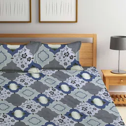 Arrabi Grey & Maroon Ethnic Motifs 300 TC 2 King Bedsheet with 4 Pillow Covers image 4