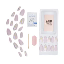 LICK 28 Pcs Matte & Glossy Long Fake Artificial Press On Nails - Baby Pink image 3