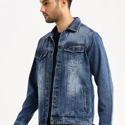SHOWOFF Spread Collar Windcheater Denim Jacket image 2