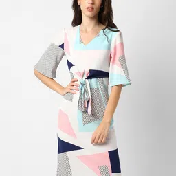 Campus Sutra Multicoloured Crepe A-Line Dress image 3