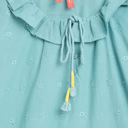 Blue Giraffe Blue Tie-Up Neck A-Line Dress image 3