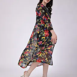 SCORPIUS Floral Printed Open Front Longline Shrug image 3