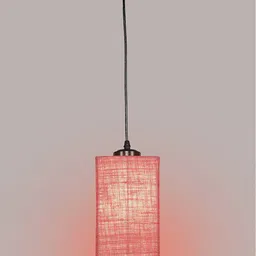 Devansh Pink Jute Square Contemporary Hanging Lamp image 2