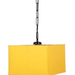 Devansh Yellow Square Cotton Drum Hanging Lamp image 4