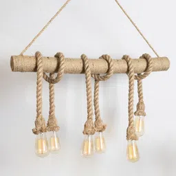 Homesake Brown Handmade Hemp Rope Pendant Hanging Ceiling Lamp image 3
