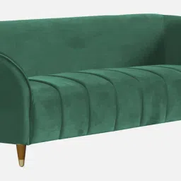 casacraft from pepperfry Hairo Velvet 2 Seater Sofa In Forest Green Colour image 4