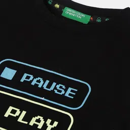 United Colors of Benetton Boys Typography Printed Regular Fit Cotton T-shirt image 3