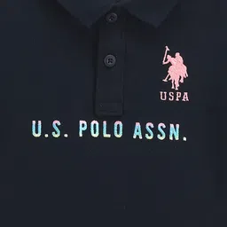 U.S. Polo Assn. Kids Boys Embroidered Detail Polo Collar Pure Cotton T-shirt image 3