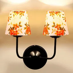 Devansh White & Orange-Coloured Printed Dual Wall Lamps image 5