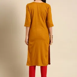 SHOWOFF Ethnic Motifs Yoke Design Sequinned Straight Kurta image 2