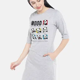 STATUS MANTRA Grey Print T-shirt Dress image 3