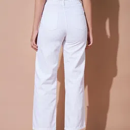 SASSAFRAS BASICS Women Straight Fit High-Rise Mildly Distressed Jeans image 4
