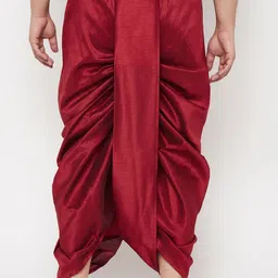 VASTRAMAY Men Maroon Solid Relaxed-Fit Dhotis image 3