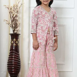 Readiprint Fashions Girls Floral Printed Gotta Patti Pure Cotton Kurti With Sharara image 2