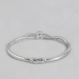 Carlton London Women Silver-Toned Brass Cubic Zirconia Rhodium-Plated Bangle-Style Bracelet image 4