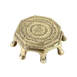 Two Moustaches Brown Textured Brass Round Chowkie image 4