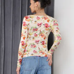 Shein Fitted Medium Length Full Sleeves Floral Print Top image 3