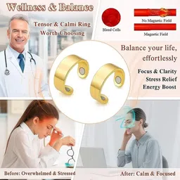 abc 2 Packs of Sugar control Magnetic copper ring Copper Crystal Gold Plated Chain Ring - Multi Finger image 3