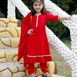 BAESD Girls  Embroidered Regular Gotta Patti Kurta with Trousers & Dupatta image 4