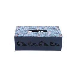 the home co. Cutwork Blue Wood Tissue Holder image 4