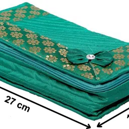 kuber industries Portable Jewellery Organizer With 6 Tranasparent Pockets (Green)-HS_38_KUBMART21234 Jewellery Organizer Vanity Box image 2