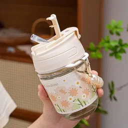 gosk enterprise Pearl Glass Coffee Tumbler Moti Girls Sipper Juice Cocktail Smoothie Cup Glass Coffee Mug image 3