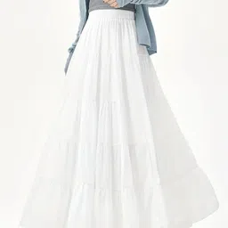 skart Women Solid Flared White Skirt image 2