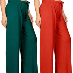 payaltextile Pack of 2 Women Regular Fit Multicolor Cotton Blend Trousers-picture-33