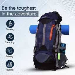 grabmount Hiking Bag 65 litres Rucksack Travel Backpack for Adventure Camping Trekking Bag with Rain Cover & Shoes Compartment - Navy Rucksack - 65 L-picture-21