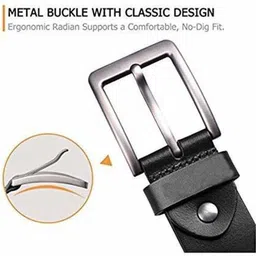 kaezri Men Evening, Party, Formal, Casual Black Genuine Leather Belt image 2