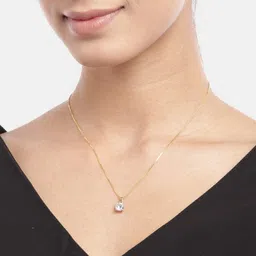 zavya Solitaire Box Chain Gold Plated 925 Sterling Silver Pendant Gold-plated Cubic Zirconia Sterling Silver Pendant image 2