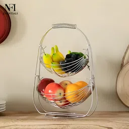 nfi essentials Fruit Basket Stainless Steel Multipurpose Folding Vegetable Bowl Basket Kitchen Stainless Steel Fruit & Vegetable Basket image 2