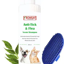 romsay Anti-Tick & Flea Neem Shampoo For Dogs & Cat With Pet Brush Anti-dandruff, Anti-fungal, Anti-itching, Allergy Relief, Flea and Tick, Anti-microbial Neem Dog Shampoo-picture-20