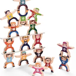 pareek Clown Wooden Balancing Stacking Game with16pcs Block Toys-picture-11