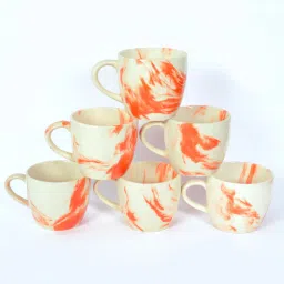 fabinaliv White Ceramic 230 ml Hancrafted (Set of 6 ) Tea Cups image 5
