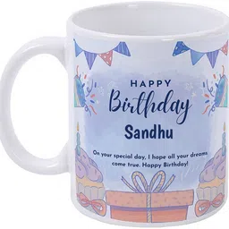 giftuation Happy Birthday Sandhu / Gift for Birthday Ceramic Coffee Mug image 2