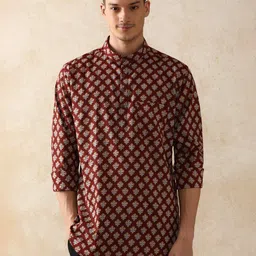 moara Men Printed Pure Cotton Straight Kurta image 1
