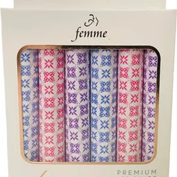 Femme PRINTS 100% PURE COTTON LADIES PREMIU3 HANDKERCHIEVES ["WHITE WITH PRINTS"] Handkerchief-image-77