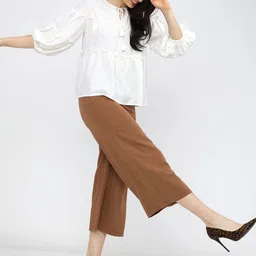 tokyo talkies Casual Bishop Sleeve Solid Women White Top image 5