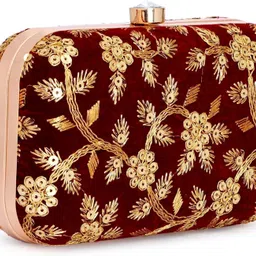 tooba handicraft Party Maroon Clutch image 4