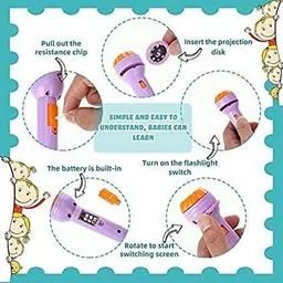 bigwheel Mini Projector Flashlight Torch 24 Patterns For Kids Projection Night Light Toy image 3