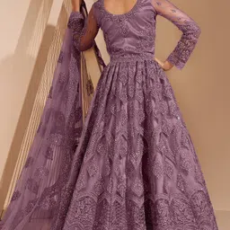 a to z cart Embroidered Net Semi Stitched Flared/A-line Gown image 3