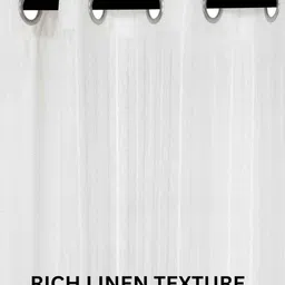 the conversion White Stripes Linen Stripes 9ft Sheer Eyelet Longdoor Curtain (1 Pc) image 4