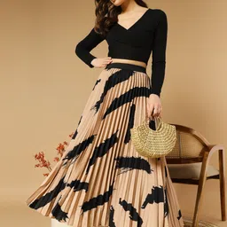 otabu Women Self Design A-line Beige Skirt-picture-26