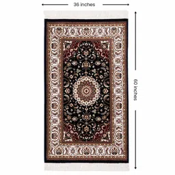 sapana carpet-mats Blue & Cream Traditional Polyester 3 x 5 Feet Machine Made Carpet image 2