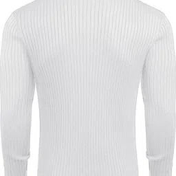 unrest Men Self Design High Neck White Sweater image 2