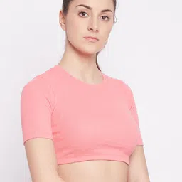 ATHLISIS Pink Ribbed Fitted Crop Top image 5