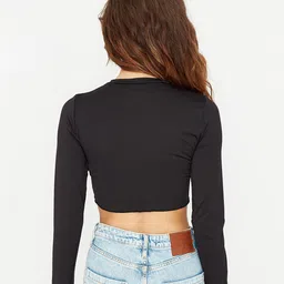 Trendyol Women Black Long Sleeves Crop Top image 2