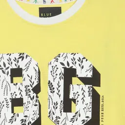 Blue Giraffe Boys Yellow Printed Round Neck T-shirt image 2